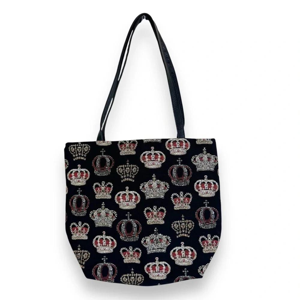 Belly Moden Embroidered Crown Black Tote Bag Made in Germany NWOT